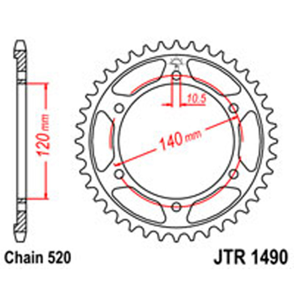 JT JT Rear Sprockets R/W 1490-44 KAW (475)